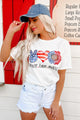"Peace, Love, Merica" Graphic T-Shirt (White) - Print On Demand - NanaMacs