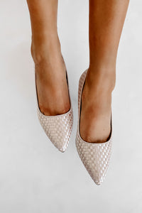 Part Of The Plan Woven Pointed Toe Pumps (Nude) - NanaMacs