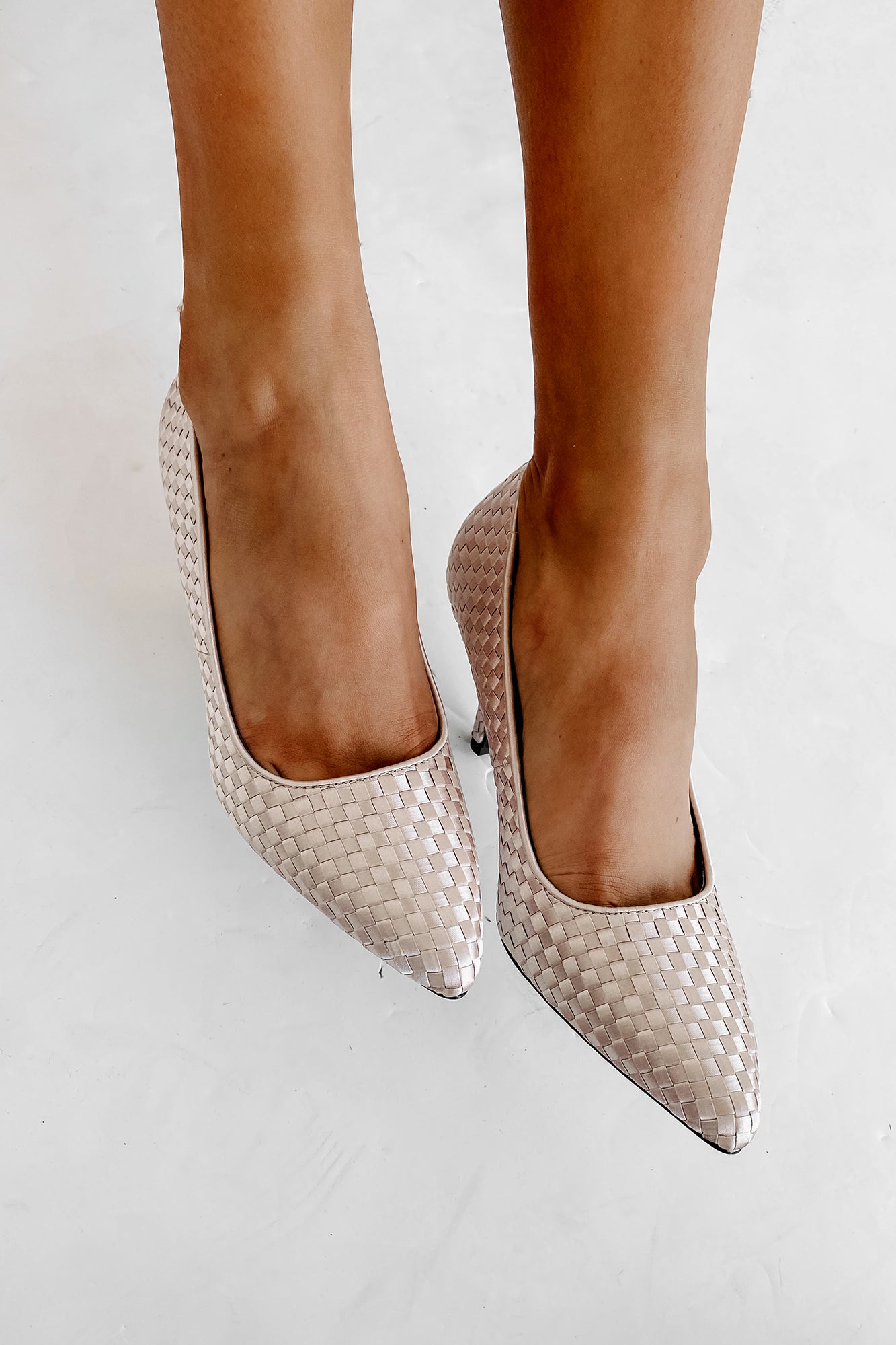 Part Of The Plan Woven Pointed Toe Pumps (Nude) - NanaMacs