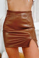 Keep Them Looking Faux Leather Mini Skirt (Caramel) - NanaMacs