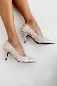 Part Of The Plan Woven Pointed Toe Pumps (Nude) - NanaMacs