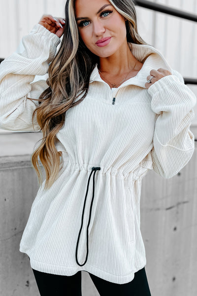 Interesting Perspective Corduroy Pullover (Ivory) - NanaMacs