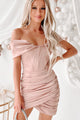 By The Rules Off The Shoulder Ruched Mini Dress (Rose) - NanaMacs