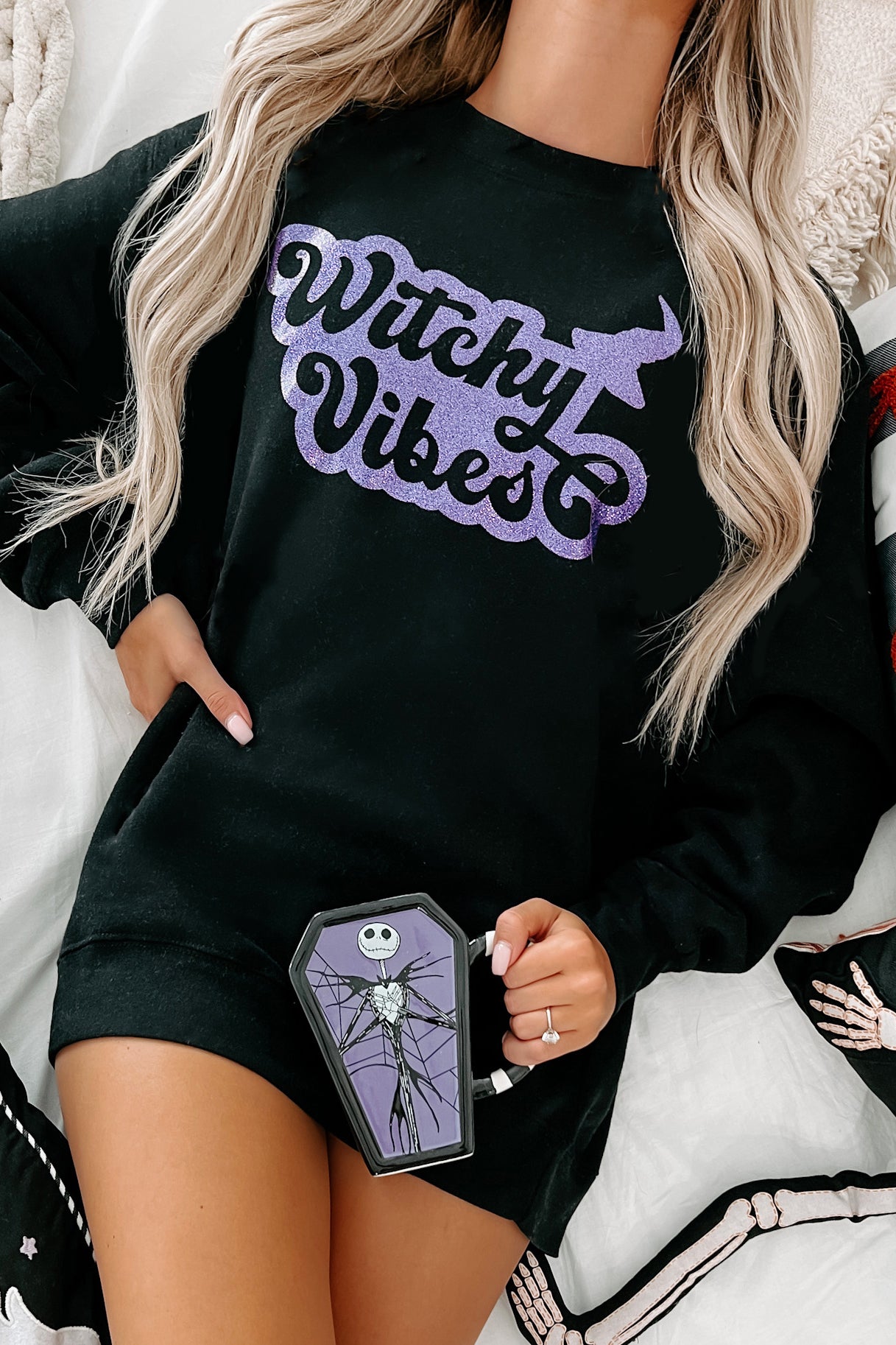 "Witchy Vibes" Glitter Graphic - Multiple Shirt Options (Black) - Print On Demand - NanaMacs