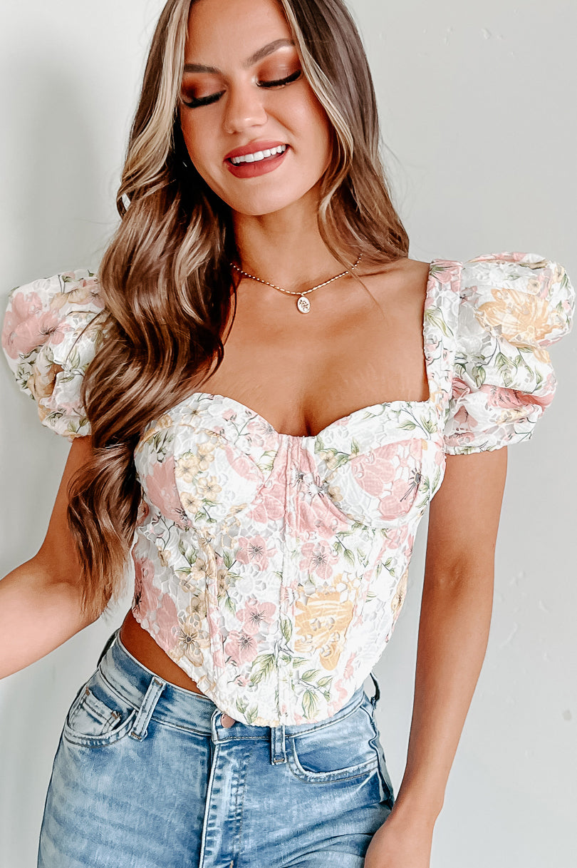 White bardot sheer sleeve corset online top