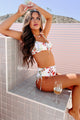 Visiting Paradise High Waisted Tropical Floral Bikini Set (White) - NanaMacs
