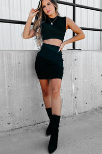Happy Hopes Cut-Out Knit Bodycon (Black) - NanaMacs