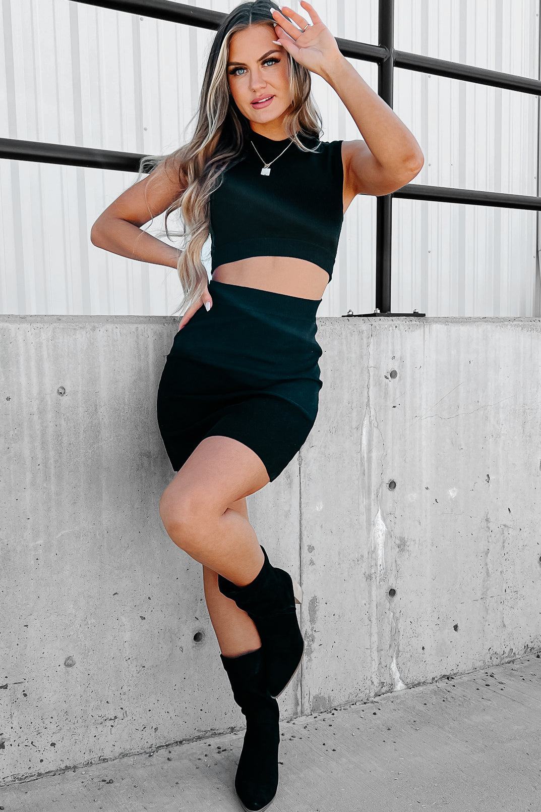 Happy Hopes Cut-Out Knit Bodycon (Black) - NanaMacs