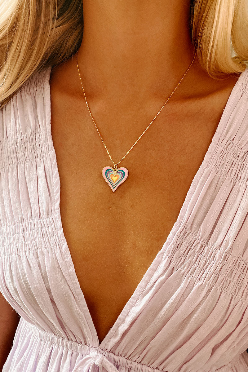 Radiate Love Heart Charm Necklace (Multi/Gold) - NanaMacs