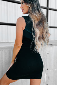 Happy Hopes Cut-Out Knit Bodycon (Black) - NanaMacs