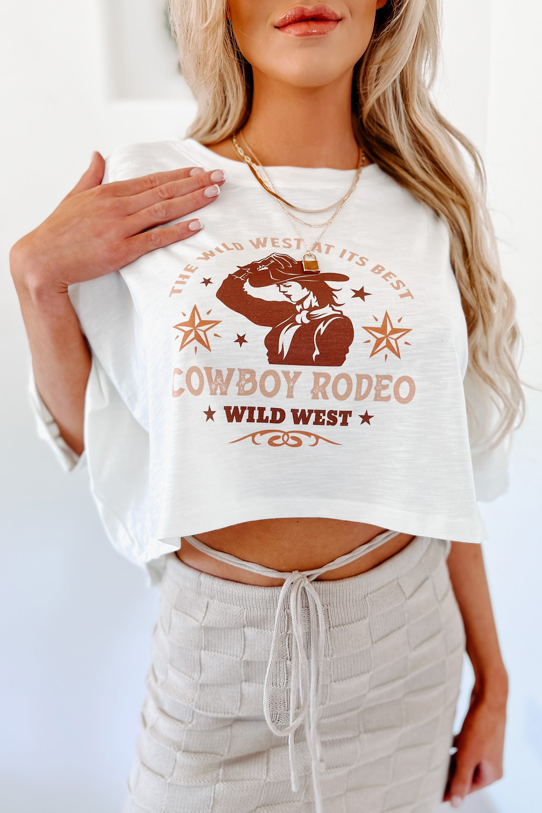 "Wild West At Its Best" Oversized Cropped Graphic Tee (Marshmallow) - Print On Demand - NanaMacs