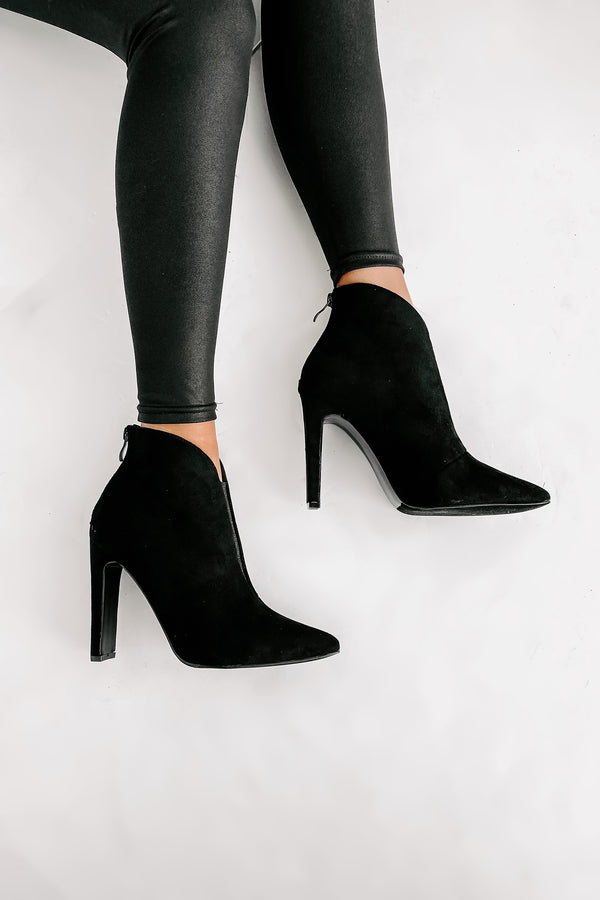 "Matinee Sparkle" Pointed Toe Glitter Panel Booties (Black) - NanaMacs