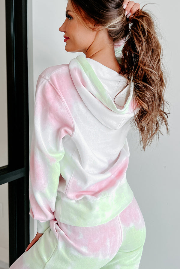 Sweet Like Watermelon Tie-Dye Print Hoodie & Jogger Set (Green/Pink) - NanaMacs