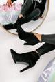 "Matinee Sparkle" Pointed Toe Glitter Panel Booties (Black) - NanaMacs