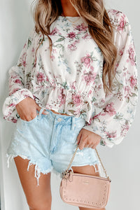 In My Moment Floral Dolman Sleeve Top (White) - NanaMacs