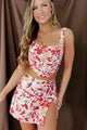 Fully Booked Floral Crop Top & Skirt Set (Ivory/Red) - NanaMacs