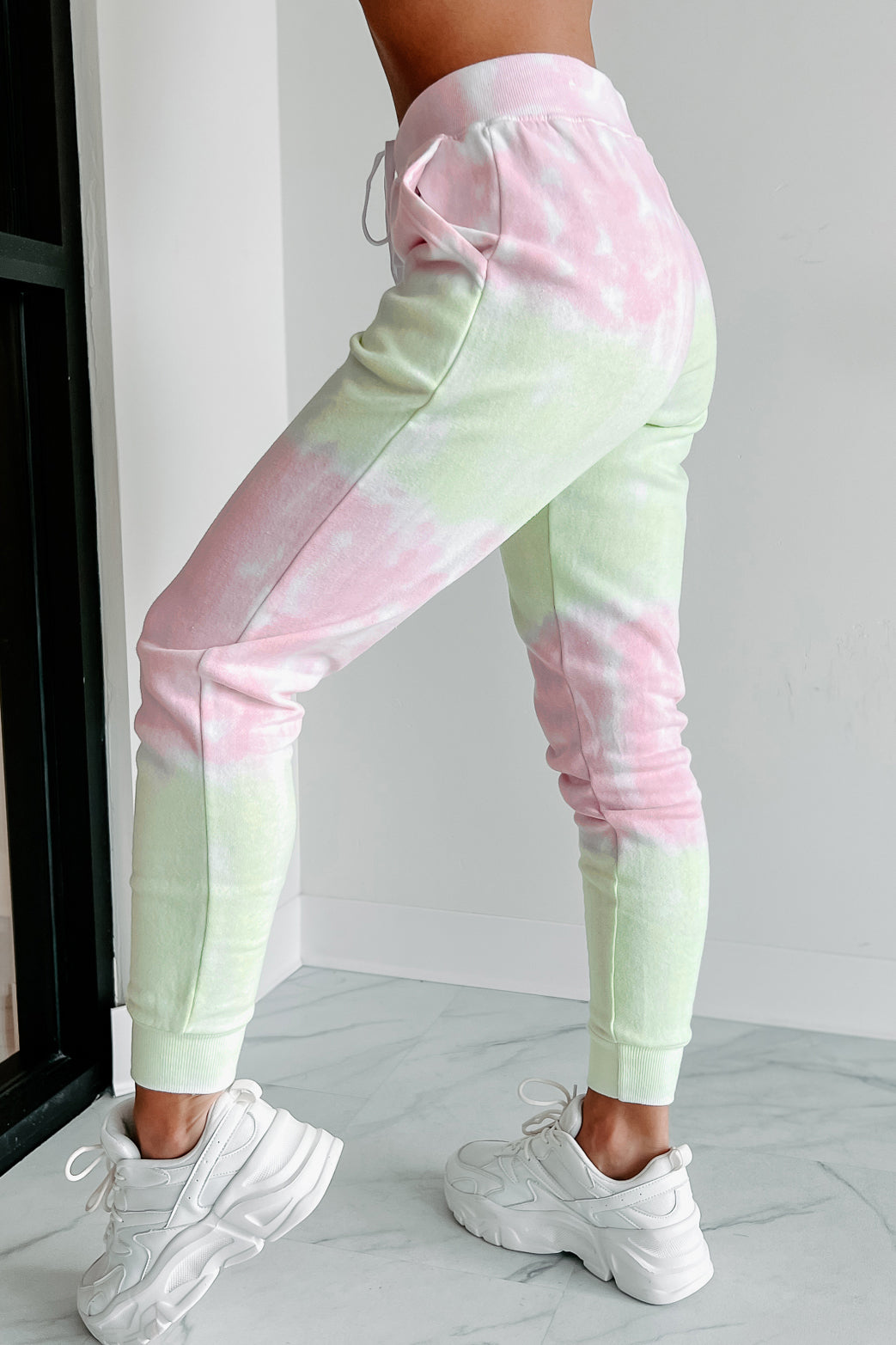 Sweet Like Watermelon Tie-Dye Print Hoodie & Jogger Set (Green/Pink) - NanaMacs
