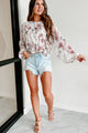 In My Moment Floral Dolman Sleeve Top (White) - NanaMacs