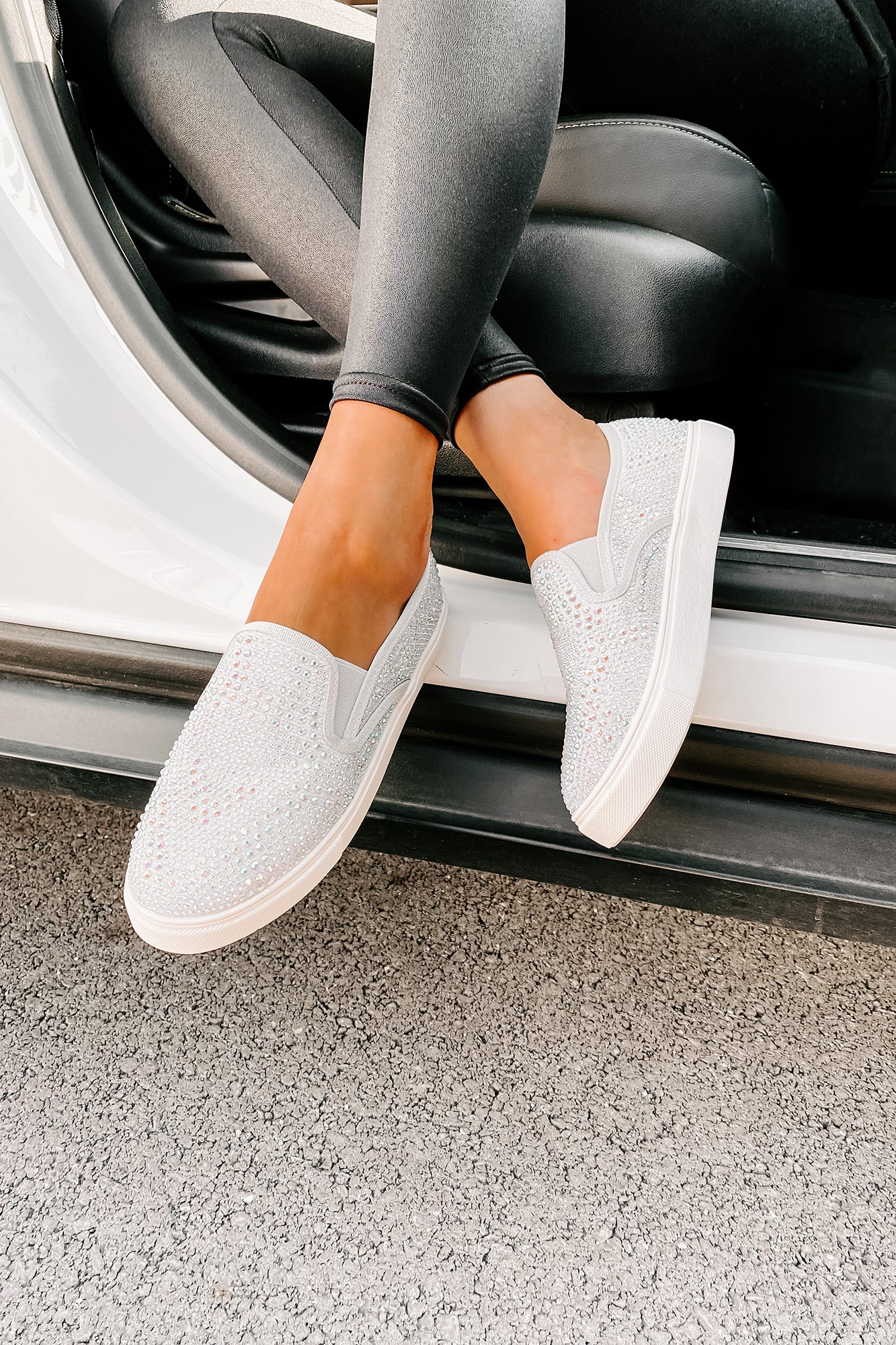 Infinity Rhinestone Slip-On Sneakers (Silver) · NanaMacs