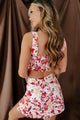 Fully Booked Floral Crop Top & Skirt Set (Ivory/Red) - NanaMacs
