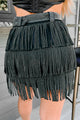 It's Showtime Rhinestone Fringe Mini Skirt (Black) - NanaMacs