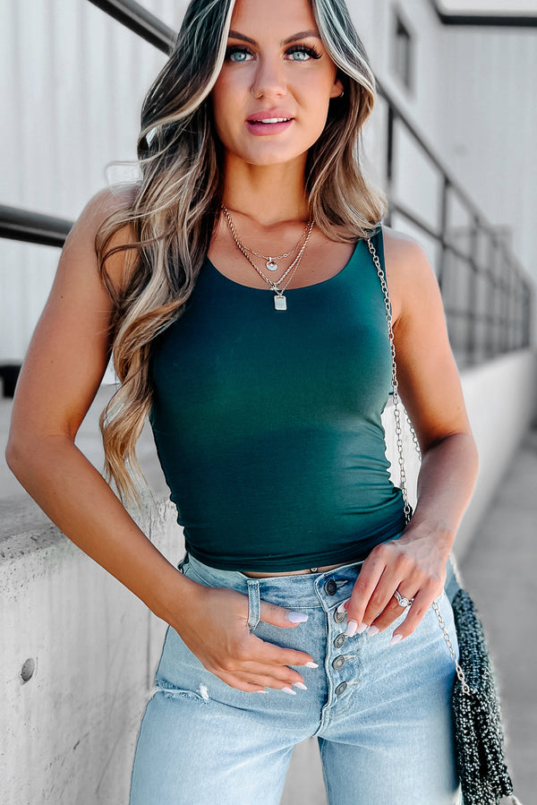 Always There Slightly Crop Tank Top (Hunter Green) - NanaMacs