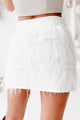 Don't Mind If I Do Feather Mini Skirt (White) - NanaMacs