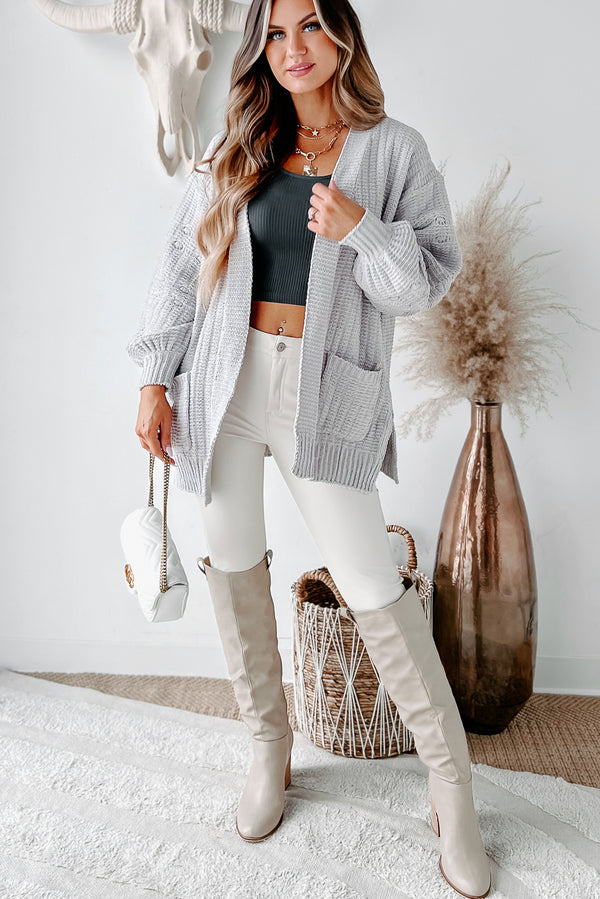 Eldora Chenille Knit Cardigan (Silver) - NanaMacs