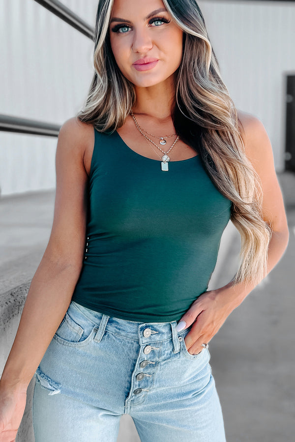 Always There Slightly Crop Tank Top (Hunter Green) - NanaMacs