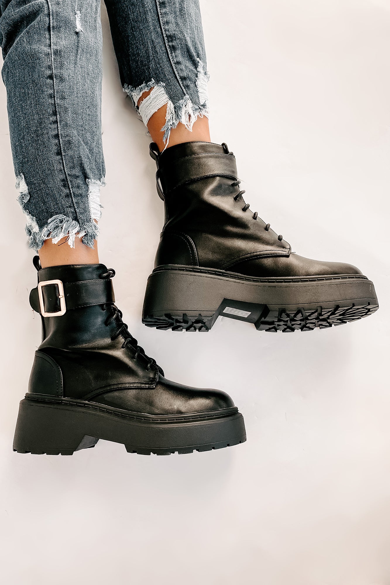 Xanti Lace-Up Platform Boots (Black) - NanaMacs