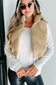 Way Up North Ribbed Puffer Vest (Tan) - NanaMacs