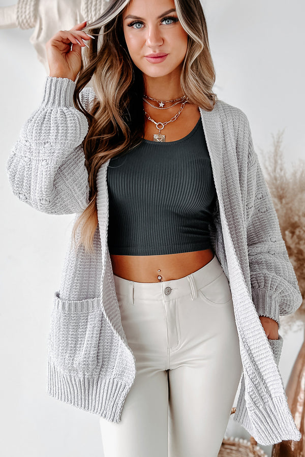 Eldora Chenille Knit Cardigan (Silver) - NanaMacs