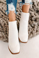 IMPERFECT Queen Of The Game Faux Croc Booties (White) - NanaMacs