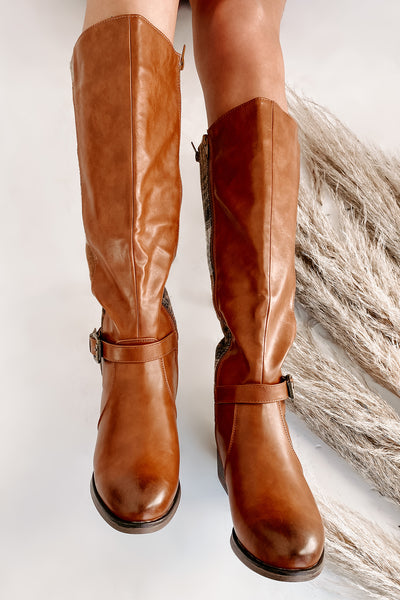 IMPERFECT Master Of The Hunt Plaid Knee High Boots (Tan) - NanaMacs