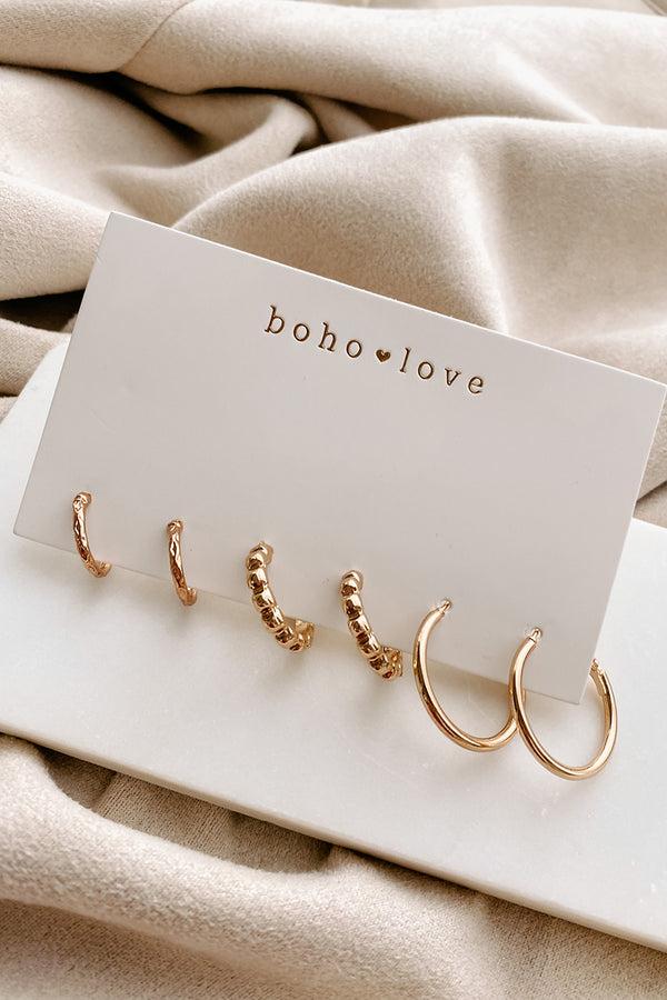 Benevolent Intentions 3-Pair Hoop Earring Pack (Gold) - NanaMacs