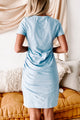 Barbra Ruched Lilac Hem Tee Dress (Two Tone Blue) - NanaMacs