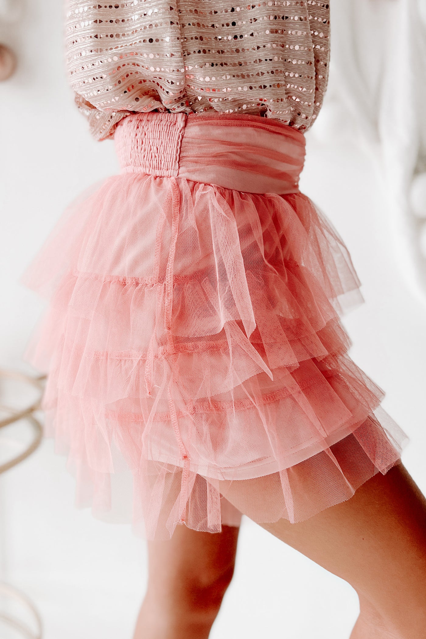 Pretty Preppy Tiered Mesh Mini Skirt (Mauve) - NanaMacs