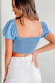Getting Started Lace Up Front Crop Top (Blue) - NanaMacs