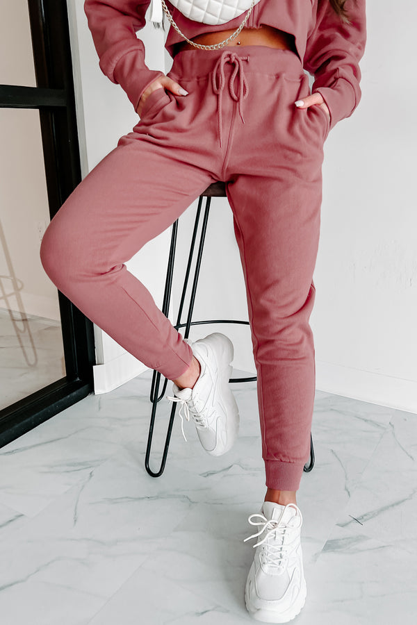 Dynamic Duo Fleece Zip-Up Hoodie & Jogger Set (Begonia Pink) - NanaMacs