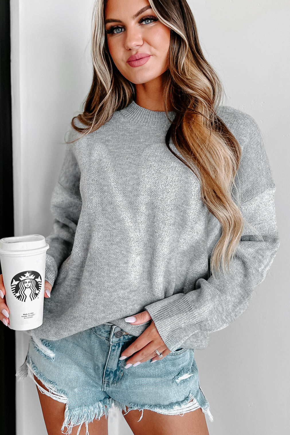 Firm Believer Patterned Sweater (Grey) - NanaMacs