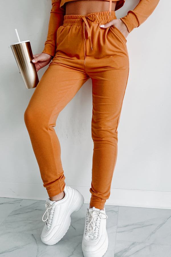 Living & Loving Crop Top & Jogger Two-Piece Set (Copper) - NanaMacs