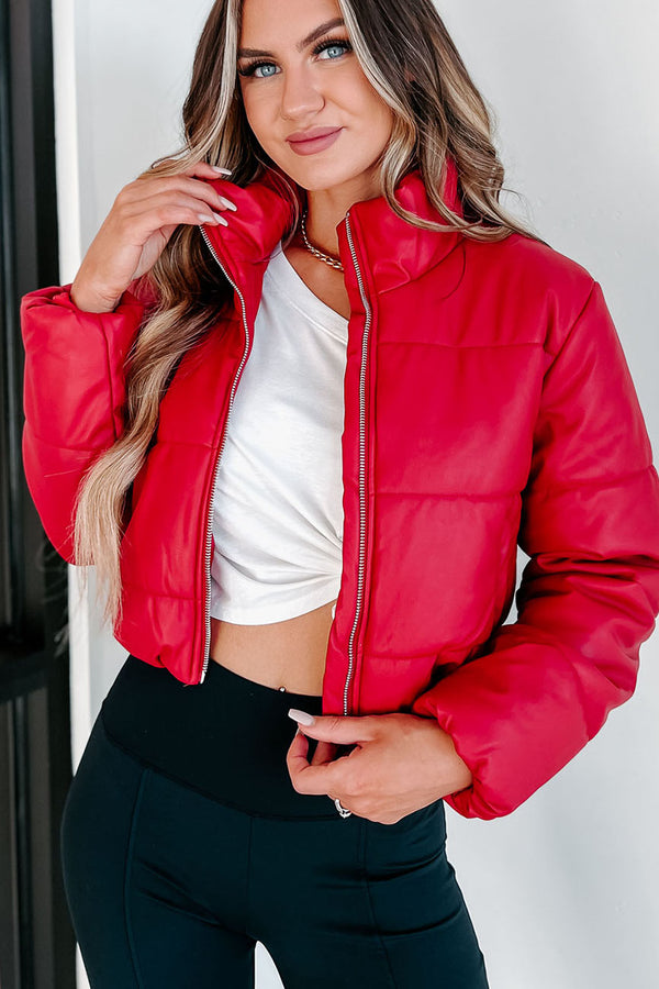 Where It All Ends Cropped Puffer Jacket (Red) - NanaMacs