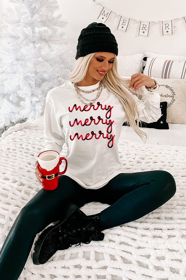 "Merry, Merry, Merry" Graphic Multiple Shirt Options (White) - Print On Demand - NanaMacs