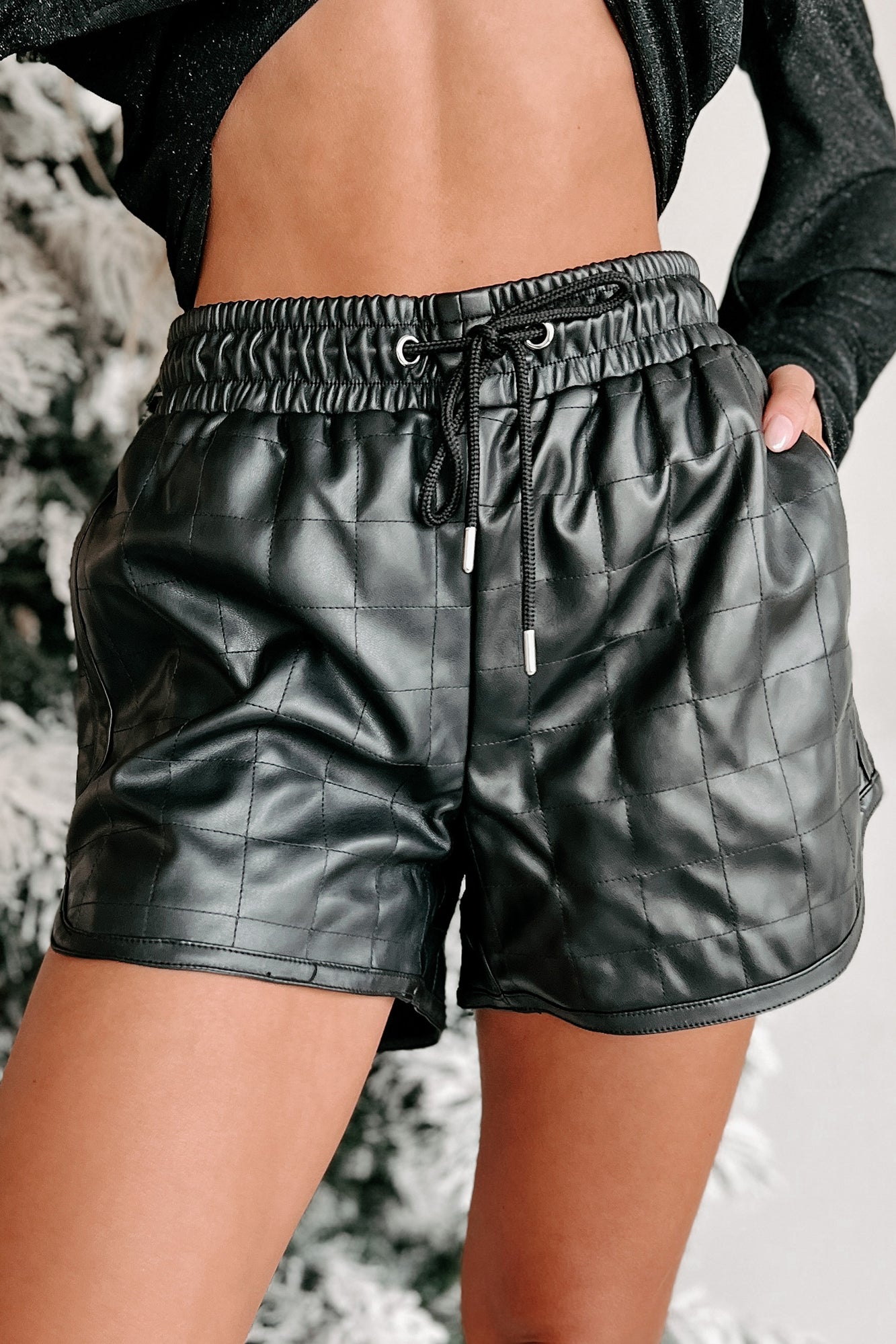 Leather 2025 drawstring shorts