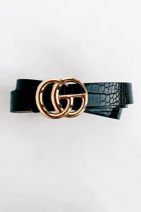 You Better Notice Me Snake Textured Belt (Black) - NanaMacs