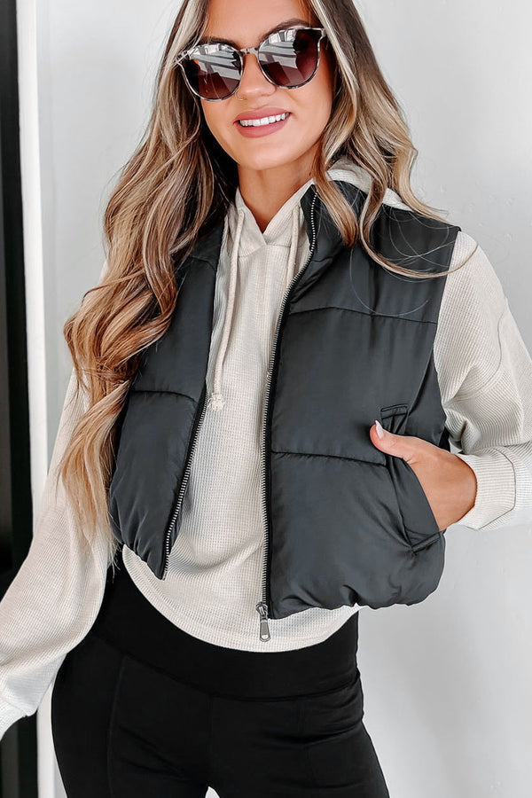 Whistler Welcome Cropped Puffer Vest (Black) - NanaMacs