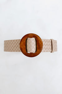 Let It Slide Woven Faux Leather Belt (Medium Taupe) - NanaMacs