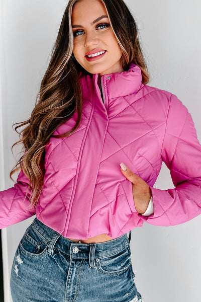 Candy Break Quilted Faux Leather Jacket (Pink) - NanaMacs