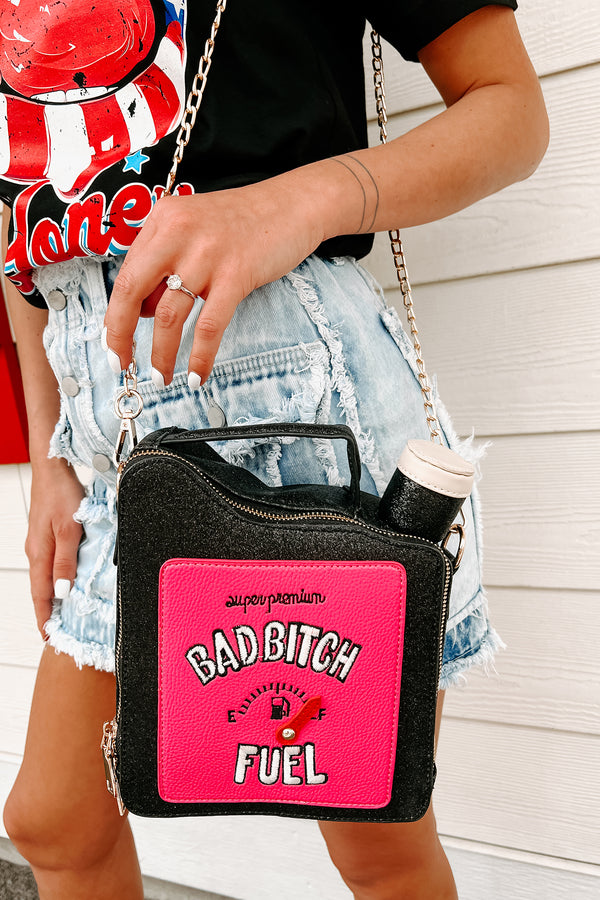 "Bad Bitch Fuel" Glittered Gas Can Purse (Black) - NanaMacs