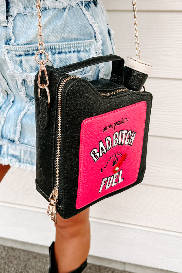 "Bad Bitch Fuel" Glittered Gas Can Purse (Black) - NanaMacs